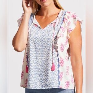 Tribal Jeans Women’s Top, Boho, Pastels, size small petite